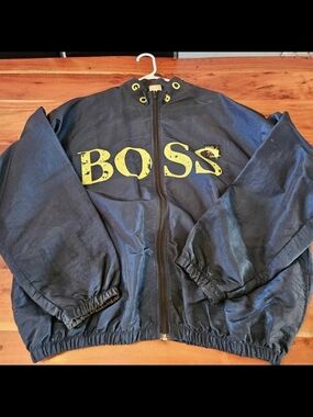 90s Surf Style BOSS Navy Windbreaker Full Zip Jacket